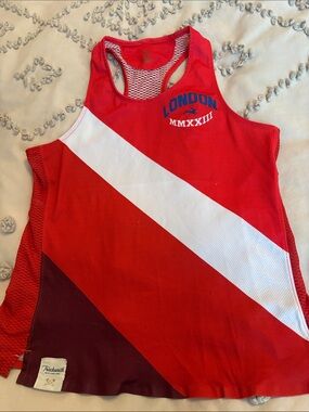Tracksmith Red & White London Racerback Mesh Tank